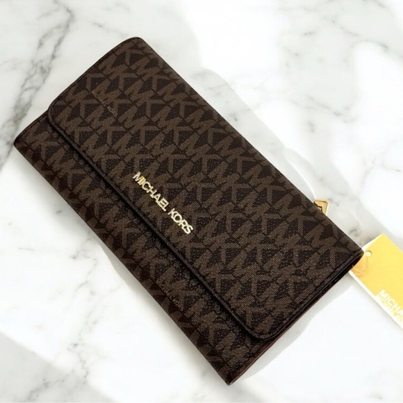 Michael Kors Large Jet Set Travel Signature Wallet Brown - Picture 6 of 8